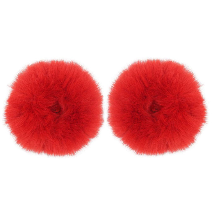 Furling Pompoms 2Pcs Pack Furry Faux Fur Hair Scrunchies Artificial Fur Hair Bobbles Elastic Hair Band Rope Wristband Ponytail Accessories