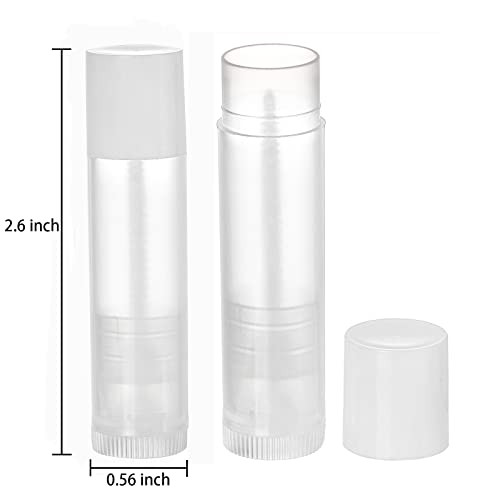 Bekith 100 Pack 5.5Ml Empty Lip Balm Tubes Clear Lip Balm Containers With White Caps