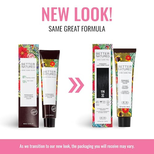 Better Natured Permanent 1N Black Hair Color Dye - Naturally-derived, Vegan & 100% Gray Coverage that Lasts up to 8 Weeks