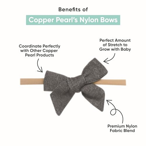 Copper Pearl Ribbon Baby Bows Headbands For Baby Girls Newborn Headband Bows Infant Hair Bows For Baby Girl Nylon Baby Girl Bows And