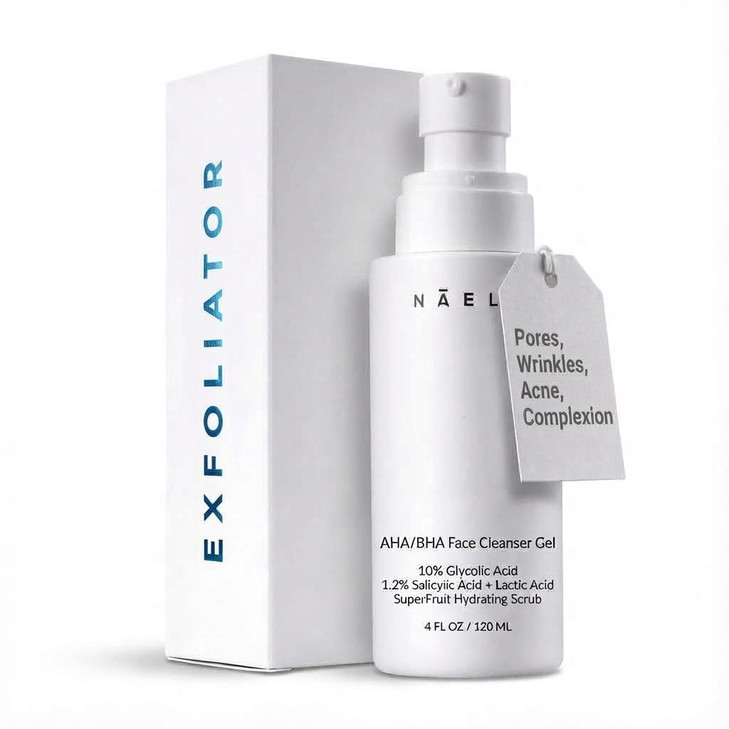 Naeli Aha Bha Exfoliating Face Wash 10 Percent Glycolic Acid And Salicylic Acid Cleanser Anti Aging Acne And Wrinkle Reducing Facial