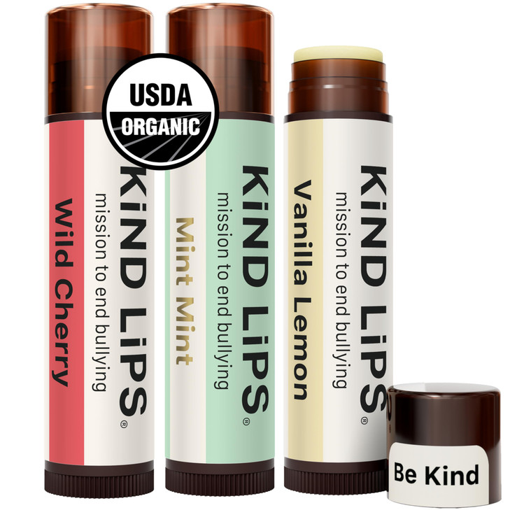 Kind Lips Usda Organic Lip Balm Variety Pack 3 Pack With Beeswax