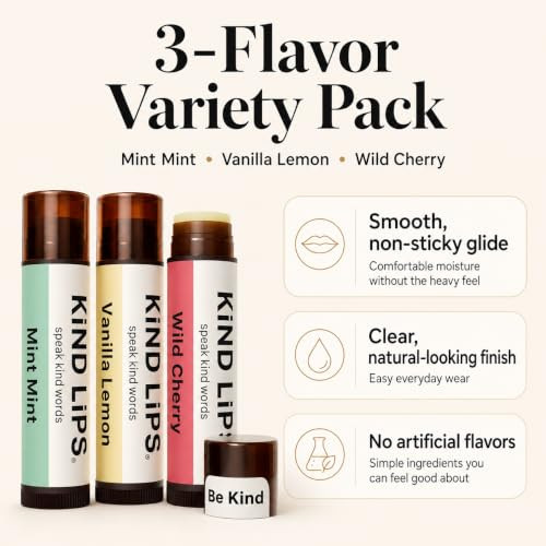 Kind Lips Usda Organic Lip Balm Variety Pack 3 Pack With Beeswax
