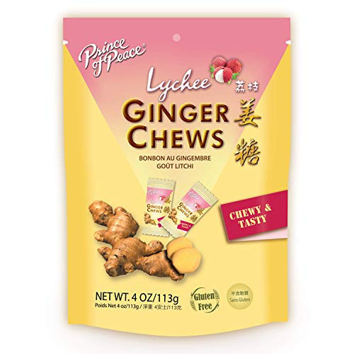 Prince Of Peace Chews With Lychee 4 Oz. Candied Ginger Flavored Candy Lychee Ginger Chews