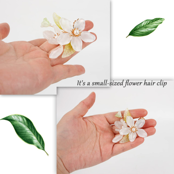 Elegant White Flower Hair Clips for Women Decorative Hair Barrettes with the Appearance of White Magnolia Flower Hair Barrettes Small for Prom and We