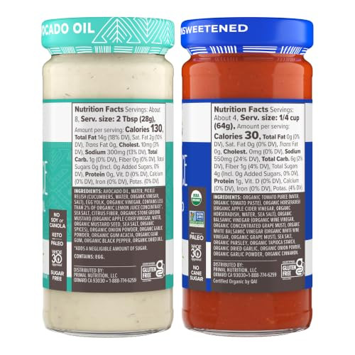 Primal Kitchen Entertaining 2 Pack Made With Real Ingredients Includes Tartar Sauce And Organic Cocktail Sauce