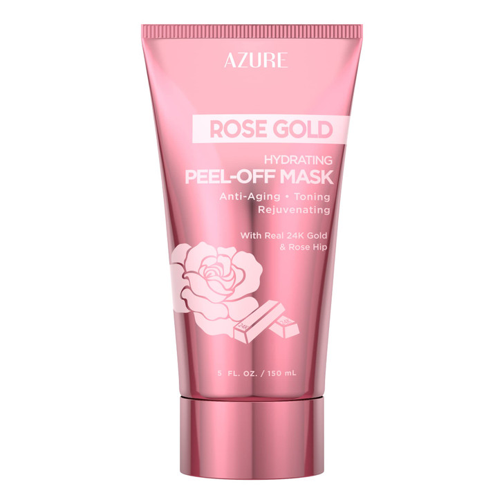 Azure Cosmetics Rose Gold Hydrating Peel Off Face Mask Anti Aging Toning And Rejuvenating Removes Blackheads Dirt And Oils With Gold And