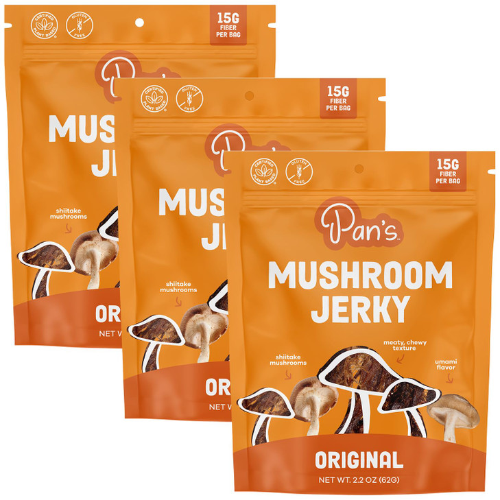 Pan S Mushroom Jerky Vegan Snacks Dried Mushrooms Shiitake Plant Based Jerky Meatless Jerky Gluten Free High In Fiber With Original Flavor