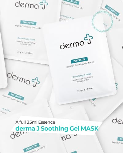 Derma J Premium Face Mask Pack With Collagen Peptides. Face Mask For Moisturizing Brightening Skin Anti Aging And Elasticity. 5Pcs
