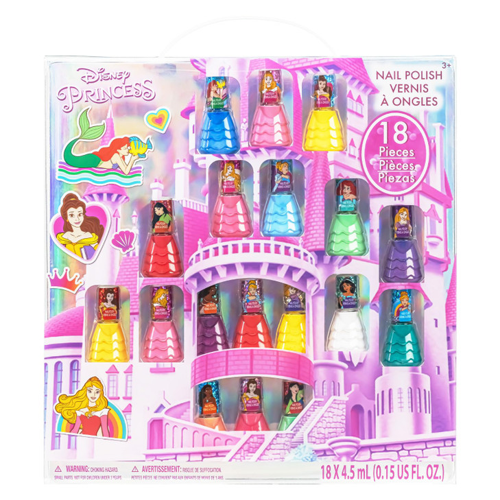 Disney Princess Nail Polish Set 18 Piece Peel Off For Girls Ages 3 Plus