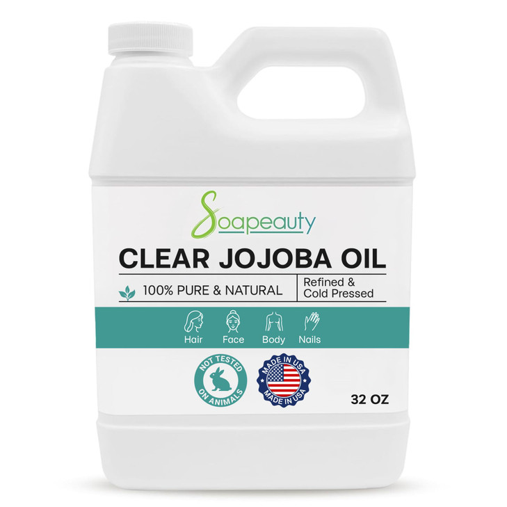 Soapeauty Clear Jojoba Oil 100 Percent Pure And Natural Refined Cold Pressed Hexane Free Moisturizing Oil For Skin Face Hair And Nails 32 Fl