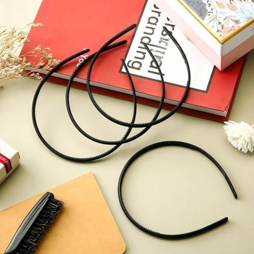 Willbond 6 Plastic Thin Headbands Black Classic