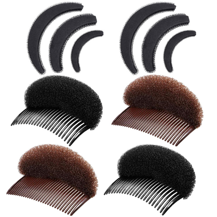 Willbond 10 Pieces Bump It Hair Accessory Volume Sponge Black Brown