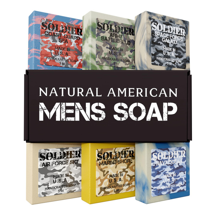 Natural American Soldier Mens Bar Soap Masculine Scents 100 Percent Natural Soap For Men Essential Oils Organic Shea Butter Made In Usa Man