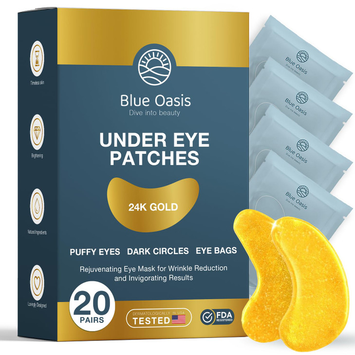 Under Eye Patches for Puffy Eyes and Dark Circles  24k Gold Under Eye Mask Patches for Puffiness, Beauty & Personal Care Products  Under Eye Masks