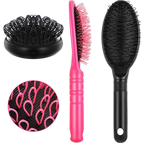 Boao 2 Pcs Loop Wig Brush Black Rose Red Professional Hair Extension Brush