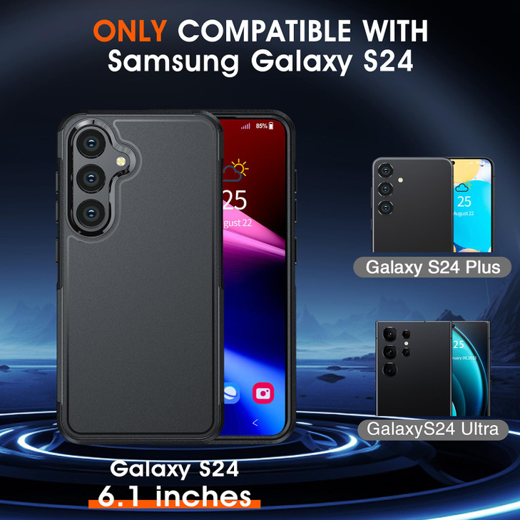 ANTSHARE for Samsung Galaxy S24 Case, Galaxy S24 Case with [2X Glass Screen Protector+1X Camera Lens Protector][10FT Military Protection], Dual Layer