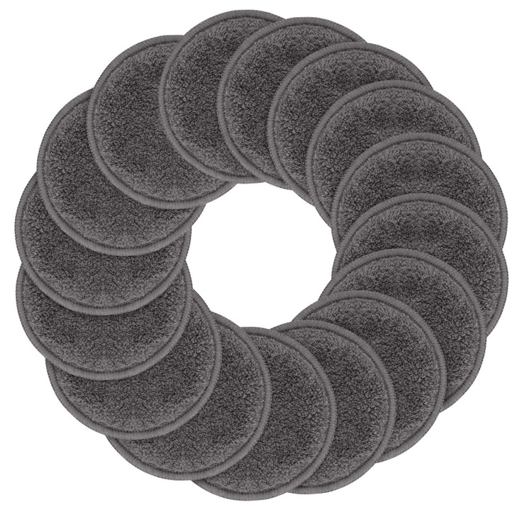 Sunland Reusable Makeup Remover Pads Round 3.15Inch 16 Pack Darkgrey