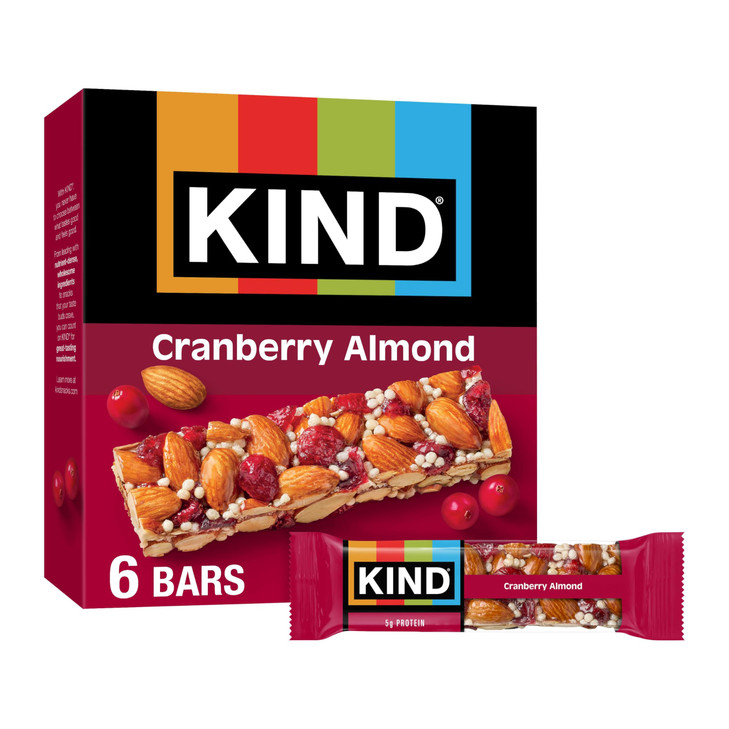 Kind Healthy Snacks Bars Cranberry Almond Gluten Free High Fiber Snacks 5G Protein 6 Count