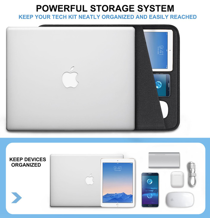 Laptop Sleeve Case 13.3 inch, Shockproof Protective Computer Cover with Accessories Pocket, Portable Laptop Bag Compatible with MacBook Air/Pro 13-13