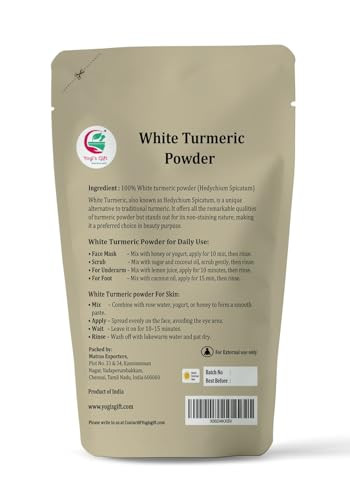 White Turmeric Powder For Skin Care 8 Oz No Staining Aka Kapoor Kachri And Hedychium Spicatum 100 Percent Herbal Skin Care By Yogi S Gift