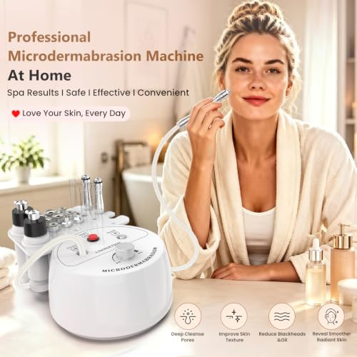 Unoisetion Diamond Microdermabrasion Machine Professional 3 In 1 Dermabrasion Facial Peeling Skin Care Device For Salon Personal Home Use