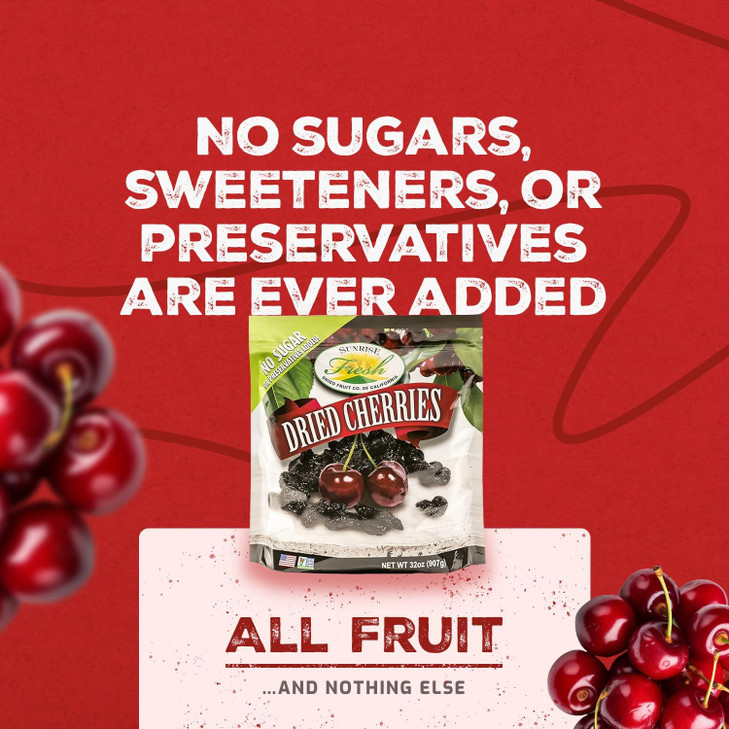 Sunrise Fresh Dried Fruit No Sugar Added Dried Dark Sweet Cherries 2 Lb Bag