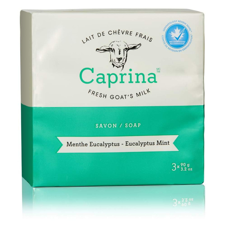 Caprina Eucalyptus Mint Goat Milk Bar Soap Moisturizing 3.2 Oz 3 Pack