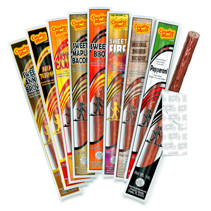 Country Meats Meat Sticks 0 Trans Fat Usda Certified Good Source Of Protein Carb Conscious Snack 9 Meat Sticks Variety Pack