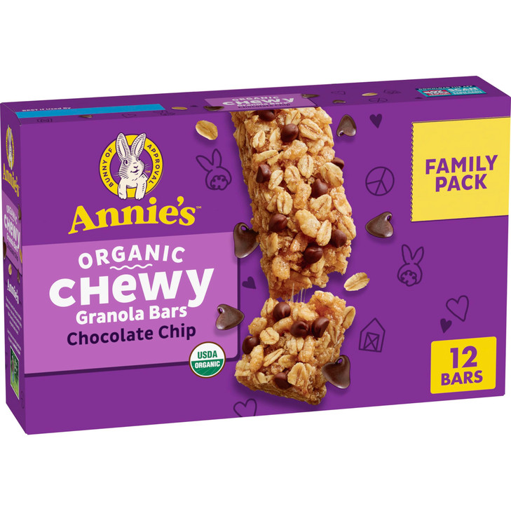 Annie S Organic Chewy Granola Bars Chocolate Chip 12 Ct