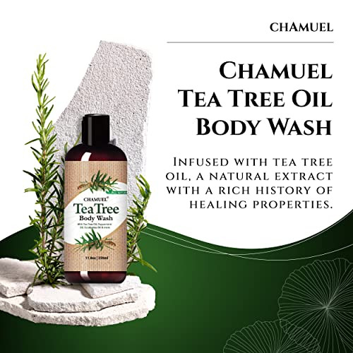 Chamuel Tea Tree Antibacterial Body Wash With Peppermint And Eucalyptus Oil Natural Daily Shower Gel For Itchy Skin Body Odor And Foot Care