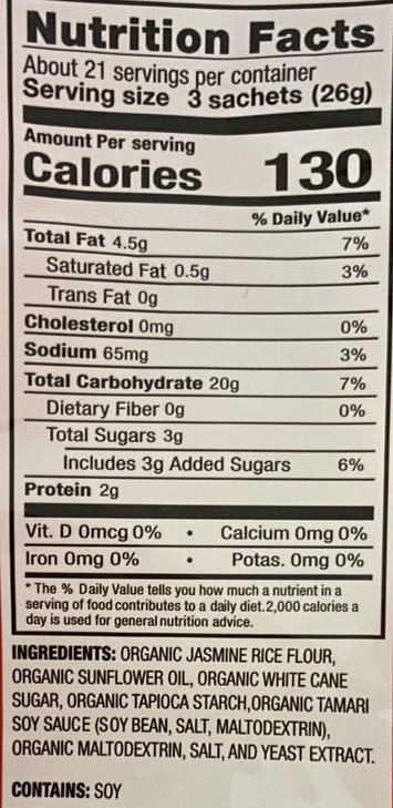 Organic Bin Bin Rice Crackers Certified Gluten Free And Non Gmo