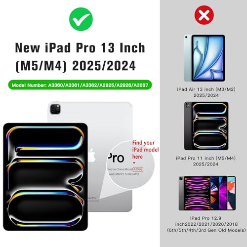 MoKo for iPad Pro 13-Inch Case (M5/M4) 2025/2024 with Pencil Holder & Pocket, Built-in Hand Strap, Multi-Angle Viewing, Premium PU Leather Folio Cove