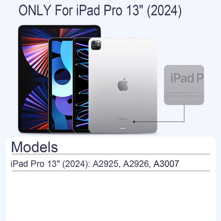 AuroiCCY for iPad Pro 13 Inch Case M4(2024), iPad Pro 13 Case with Pencil Holder, Removable Magnetic Cover,PU Leather Smart Clear Back Cover [Support