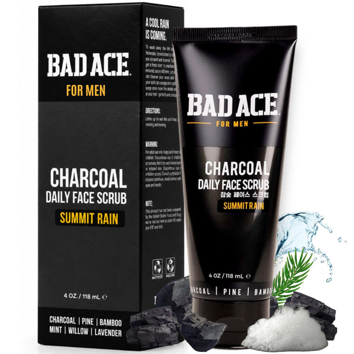 Bad Ace Charcoal Face Scrub For Men Exfoliating Facial Wash For Oily Skin