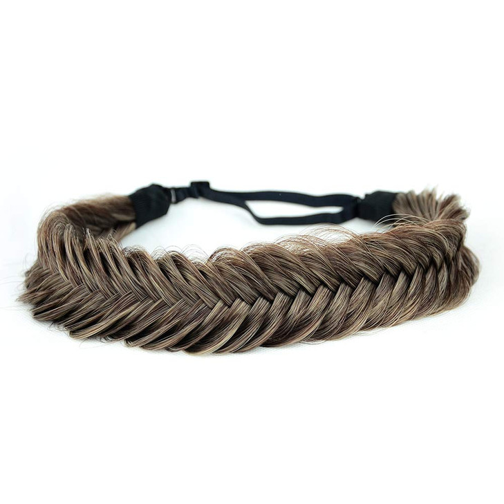 Diguan Wide Fishtail 2 Strands Synthetic Hair Braided Headband Classic Chunky Plaited Braids Elastic Stretch Hairpiece Women Girl Beauty
