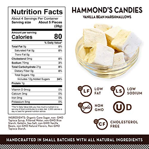 Hammond S Candies Gourmet Marshmallows Vanilla Bean Great For Snacking Hot Chocolate S Mores Baking Gluten Free Kosher Handcrafted In The