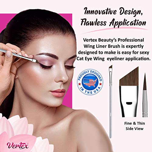 Angled Eyeliner Brush Slanted Small Thin Winged Liner For Clean Lines To Apply Smooth Liquid Gel Liner For A Fine Wing Application Of Flat