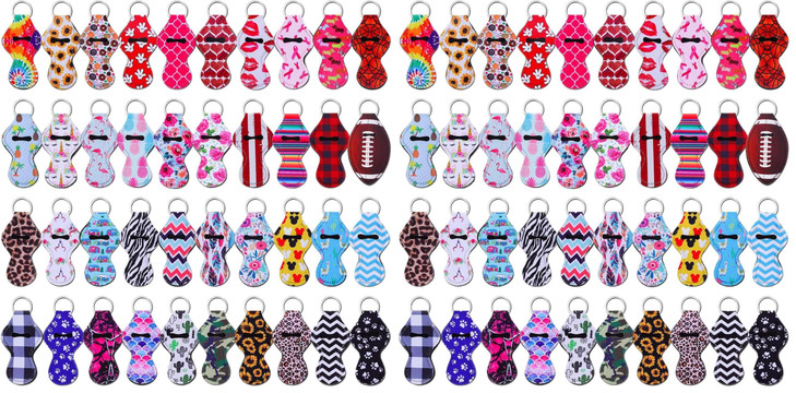 Shynek Chapstick Holder Keychain 40Pcs Lip Balm Holder Keychain Set Neoprene Multicolor Women Portable