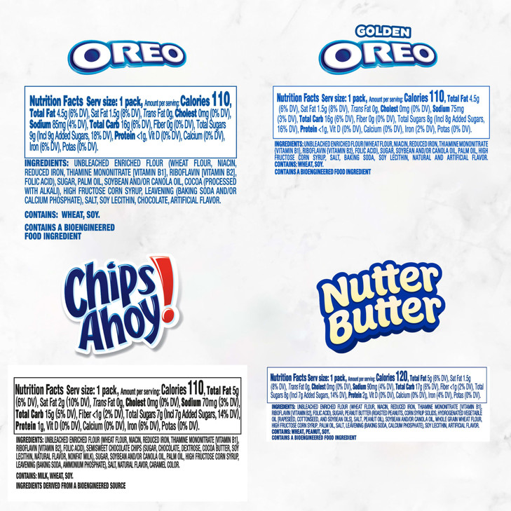 Oreo Chips Ahoy And Nutter Butter Cookie Snacks Variety Pack 56 Ct