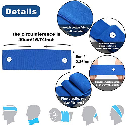 Willbond 12 Pack Nurse Headbands With Buttons For Face Mask Non Slip Wide Nursing Headbands For Women Elastic Ear Protection Hair Bands