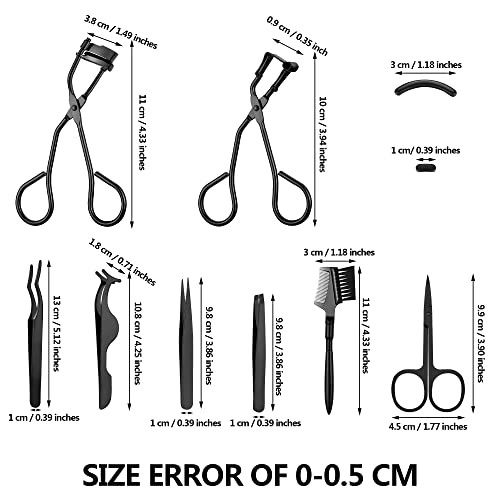 Mudder 48 Pcs Eyelash Curler Set Mini Curlers Tweezers Scissors Brush