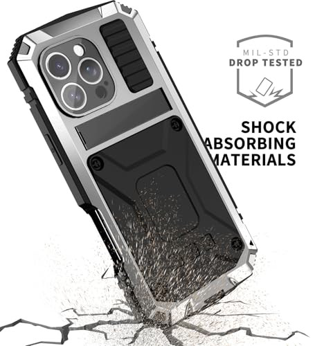 Simicoo Compatible with iPhone 16 Pro Max Metal Case with Screen Protector Camera Protector Military Rugged Heavy Duty Shockproof Case with Metal Kic