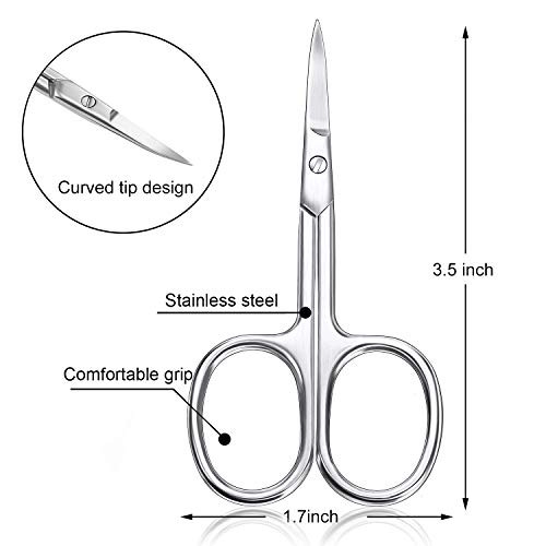 Mudder 3 Curved Manicure Scissors For Eyebrow Eyelash Stainless Steel