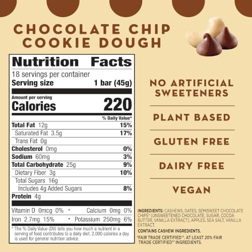 Larabar Chocolate Chip Cookie Dough Fruit And Nut Bars 18 Ct 28.8 Oz
