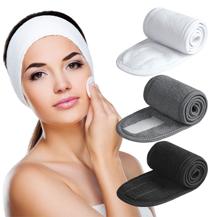 Denfany Spa Headband Soft Terry Cloth Adjustable For Face Washing And Yoga