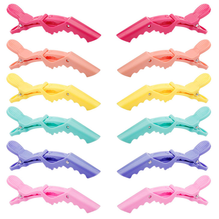 Glamfields 12 Pcs Alligator Hair Clips For Styling Sectioning Non Slip Grip Clips For Hair Cutting Durable Women Professional Plastic Salon