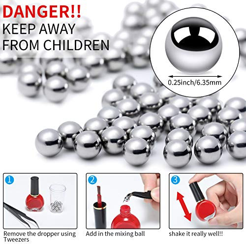 200 Pieces Nail Polish Mixing Agitator Balls Stainless Steel Rust Proof Paint Mixing Balls For Nail Polish Model Paints 6.25 Mm