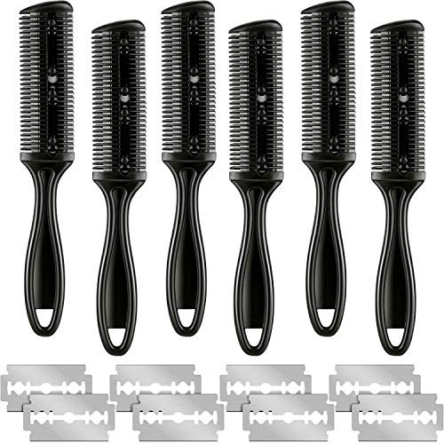 6 Pieces Hair Cutting And Thinning Razor Comb Set With 20 Razors Dual Side Slim Haircut Tool