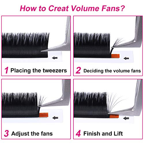 Fadlash Volume Lash Extensions D Curl 15 20Mm Self Fanning Lashes 0.03Mm Easy Fan Eyelash Extensions Mixed Tray Rapid Blooming Lashes 0.03 D